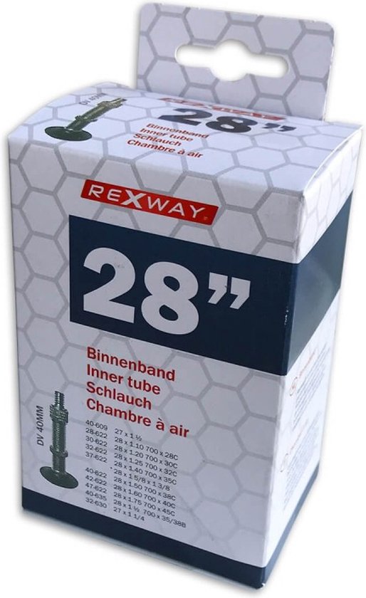 Rexway - Binnenband Fiets - Hollands Ventiel - 40 mm -  28 x 1 5/8 x 1 3/8 van Merkloos