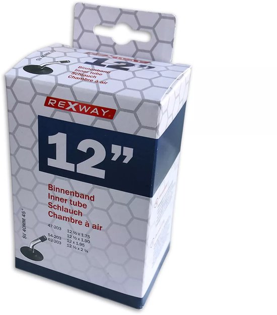 Rexway Fiets Binnenband 12 Inch (47/62-203) Auto / Schrader ventiel 40 mm - Zwart