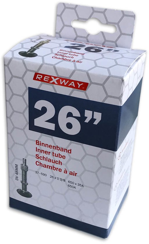 Rexway Fiets Binnenband 26 Inch (37-590) Dunlop / Hollands / Blitz Ventiel 48 mm | Zwart van Merkloos
