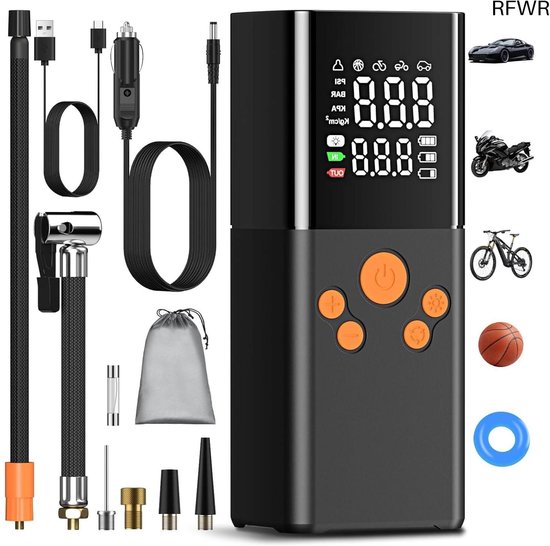 RFWR® Draagbare Elektrische Luchtpomp met Accu, Automatische Uitschakeling en LCD-Display - 150PSI