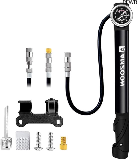 RFWR® Fietspomp met Manometer en Verlengde Slang - Mini Fietspomp voor Schrader en Presta Ventielen