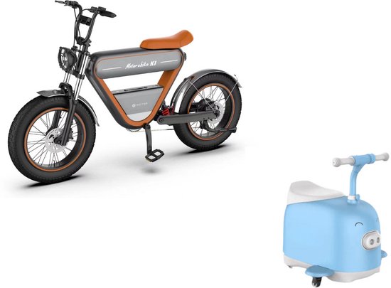 Rictor K1 E-bike 250W Elektrische Fiets met GPS + Rictor C8 Piggy Elektrische Kinderscooter - Speciaal voor gezin van Merkloos