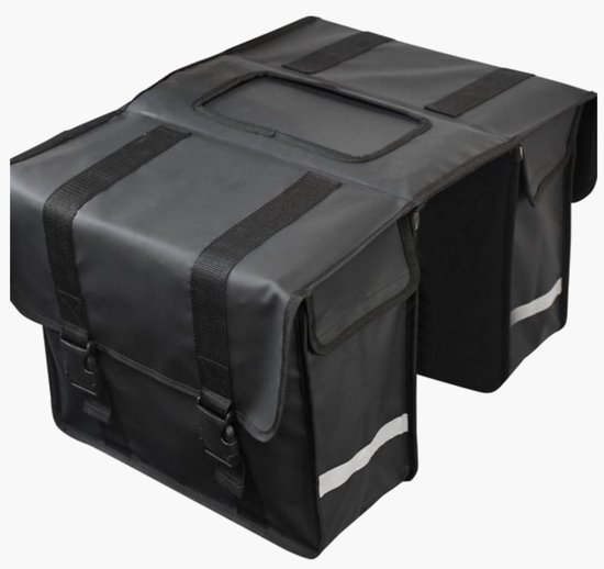 Rieba® Dubbele Fietstas - 42 liter - Reflectoren - Zwart - Waterdicht - Ruim - Elektrische Fiets - Stadsfiets - Universele Bevestiging van Merkloos