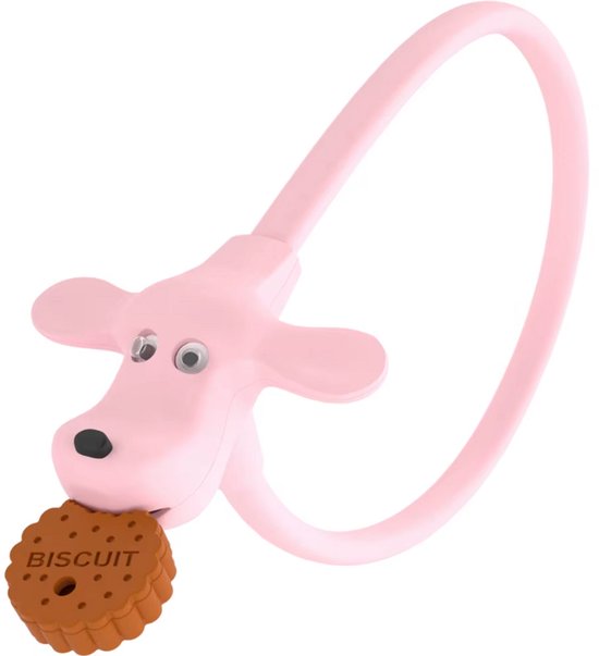 Rieba® Fietsslot - Kinderfiets - Siliconen Slot Fiets - Kabelslot 60 cm - Hond - 2 Sleutels - Roze van Rieba