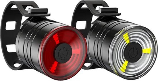 Rieba® Fietsverlichting - Verlichting Fiets - Fietslampjes - Voorlicht & Achterlicht - Fietslamp Set - Verlichtingsset LED - 3 Standen - Koplamp - Achterlamp - Inclusief Batterij - Wit - Rood