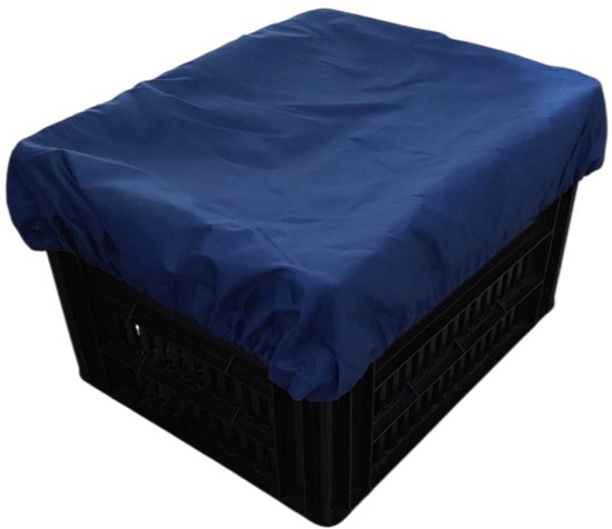 Rieba® Hoes Fietskrat - Crate Cover - Krathoes Fietsmand - Afdekhoes -Waterafstotend - Polyester - Elastisch - Eenvoudige Montage - 45cm x 35cm - Blauw van Merkloos