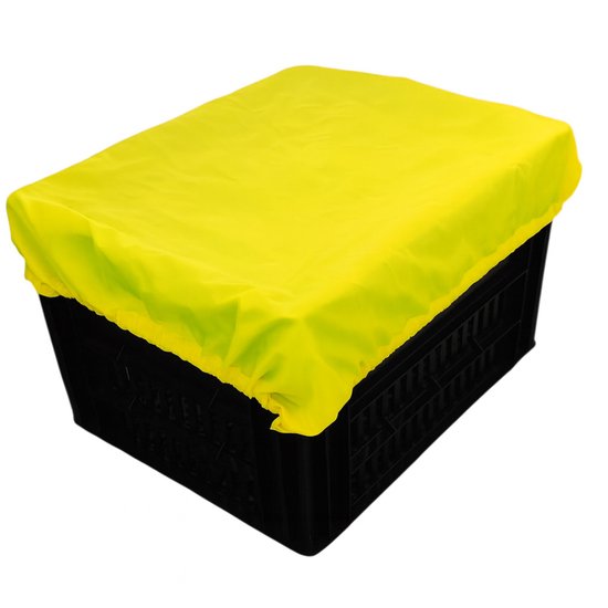 Rieba® Hoes Fietskrat - Crate Cover - Krathoes Fietsmand - Afdekhoes -Waterafstotend - Polyester - Elastisch - Eenvoudige Montage - 45cm x 35cm - Geel van Rieba