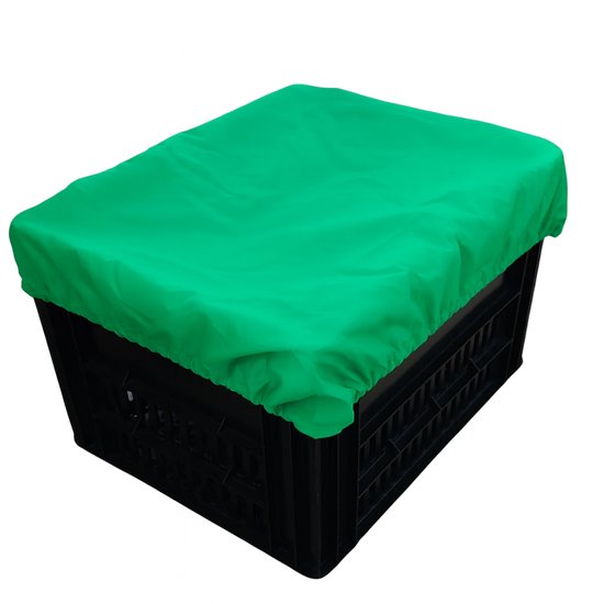 Rieba® Hoes Fietskrat - Crate Cover - Krathoes Fietsmand - Afdekhoes -Waterafstotend - Polyester - Elastisch - Eenvoudige Montage - 45cm x 35cm - Groen van Rieba