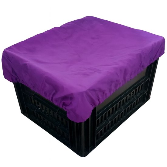 Rieba® Hoes Fietskrat - Crate Cover - Krathoes Fietsmand - Afdekhoes -Waterafstotend - Polyester - Elastisch - Eenvoudige Montage - 45cm x 35cm - Paars van Rieba