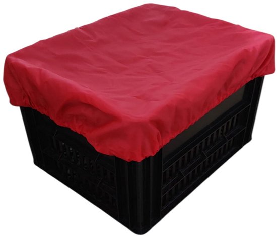Rieba® Hoes Fietskrat - Crate Cover - Krathoes Fietsmand - Afdekhoes -Waterafstotend - Polyester - Elastisch - Eenvoudige Montage - 45cm x 35cm - Rood van Rieba