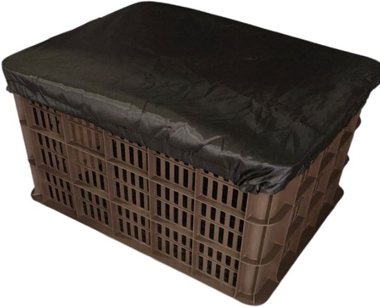 Rieba® Hoes Fietskrat - Crate Cover - Krathoes Fietsmand - Afdekhoes -Waterafstotend - Polyester - Elastisch - Eenvoudige Montage - 45cm x 35cm - Zwart van Rieba