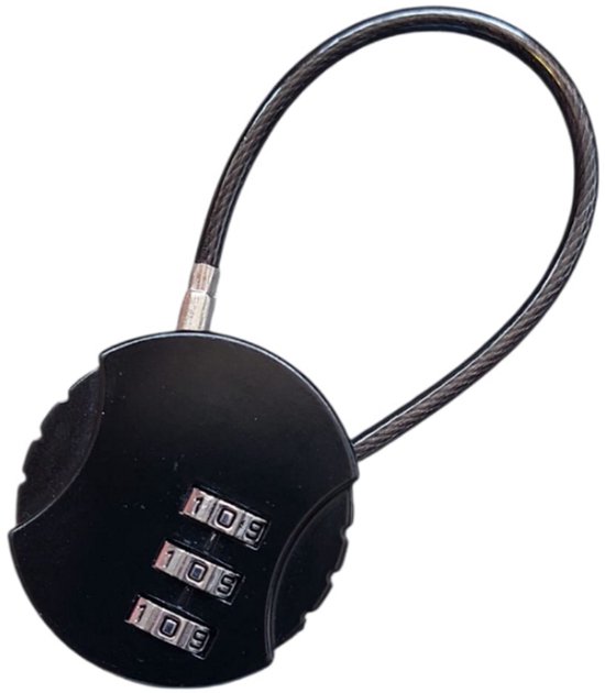 Rieba® Slot Fietstas - Fietstasslot - Cijferslot - Hangslot - Reisslot - Universeel Toepasbaar - 13cm Kabel - Zwart van Merkloos