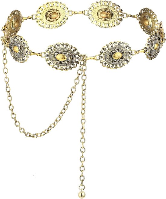 Riem voor Vrouwen - Zilveren Concho Link Chain Westerse Cowgirl - Voor Jeans en Jurken