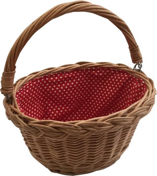 Rieten fietsmandje kinderfiets - rode bekleding van Kerri