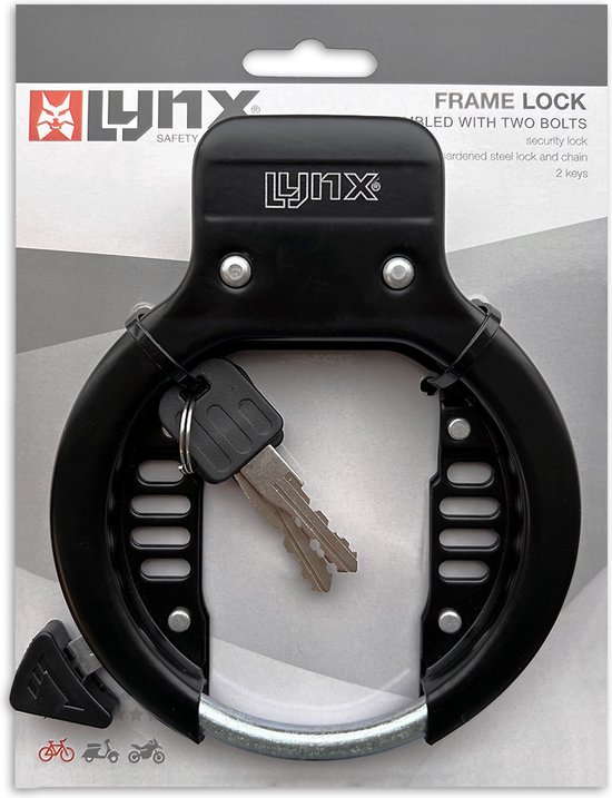 Ringslot Lynx - fietsslot - topboutbevestiging - 2 sleutels - zwart van Ring