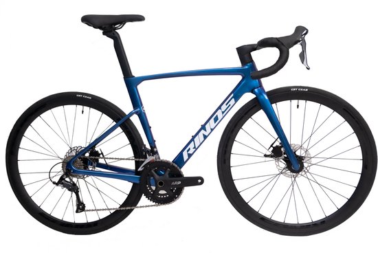 Rinos Odin 1 Carbon Road - RaceFiets - met UCI Frameset- met Shimano SORA 18 versnellingen en schijfremmen - lichte fiets voor dames en heren - 700 x 40C - Kameleon Blauw Paars S-52