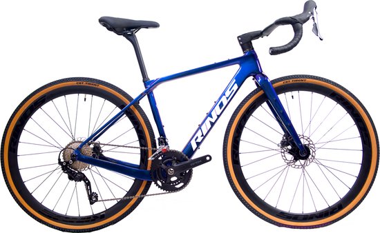 Rinos Sandman 7 - Gravel Fiets - Gravel Bike – carbonframe - GRX 820 24 versnellingen - hydraulische schijfremmen - lichtgewicht - allround fiets voor elk terrein - Kameleon - Blauw - Paars 52 van Merkloos
