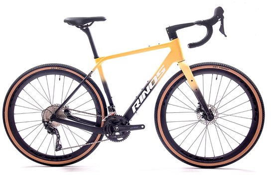 Rinos Sandman 7 - Gravel Fiets - Gravel Bike - carbonframe - GRX 820 24 versnellingen - hydraulische schijfremmen - lichtgewicht - allround fiets voor elk terrein - Zwart Zand 56 van Rinos
