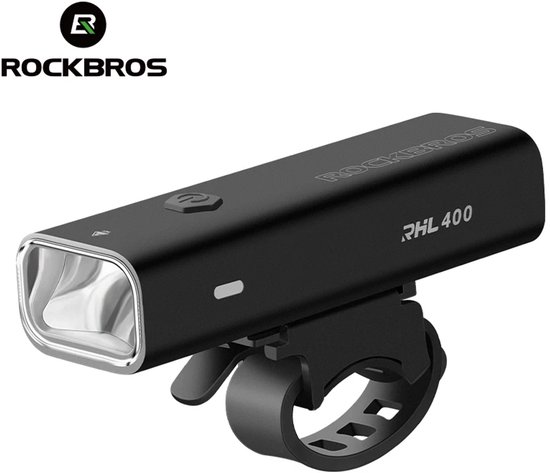 Rockbros Fietslamp 400 Lumen – USB Oplaadbare Koplamp – Waterdicht IPX6 – 2000 mAh – Voor Elektrische Fiets, MTB, Stadsfiets – 4 Modi + 200m Bereik
