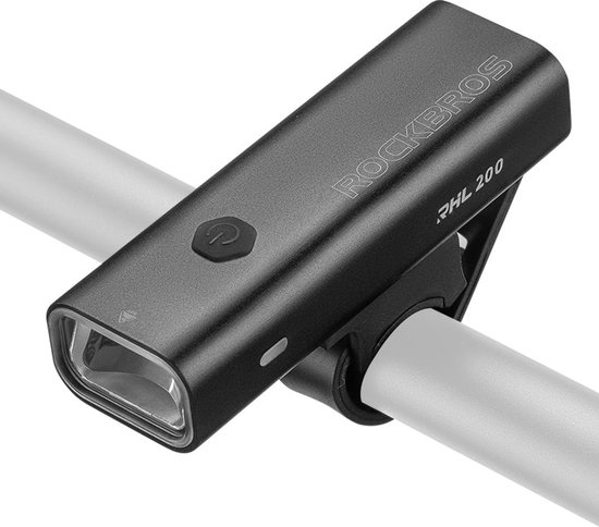 ROCKBROS Fietslamp Voorlicht 200 Lumen USB-C Oplaadbaar – 1800mAh Accu – IPX6 Waterdicht – Compacte LED Fietsverlichting voor Stad, Racefiets & MTB