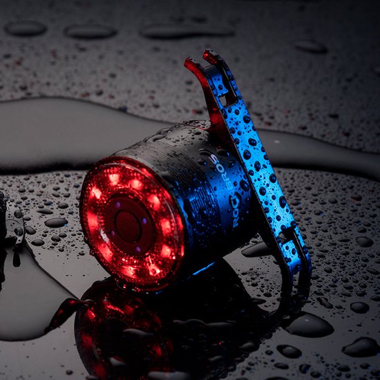 ROCKBROS Q1MAX Slimme Remlicht - Fiets Achterlicht – USB-C Oplaadbaar - Remsensor - Waterdicht - Wielrennen - MTB - Meerdere kleuren - 80uur brandtijd - Carnavalsbril van ROCKBROS