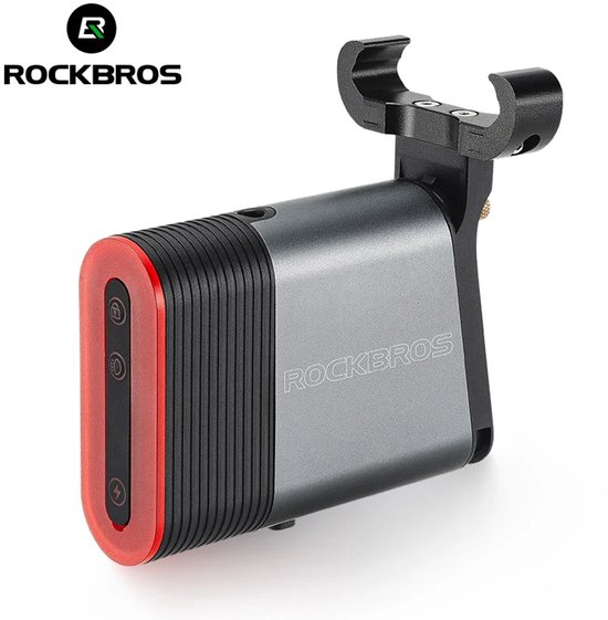 ROCKBROS Slim fietsachterlicht met slot – geïntegreerd kabelslot – USB-C oplaadbaar – IPX6 waterdicht – 5 standen – voor racefiets, e-bike, step – zwart