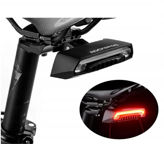 Rockbros - Smart Fietsachterlicht met Remsensor - Achterlicht voor Fiets met Laser en Afstandsbediening