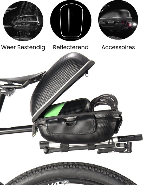 Rockbros - Zadeltas voor achterop de Fiets - Waterdichte Fietstas - Reflecterend - Zwart van ROCKBROS