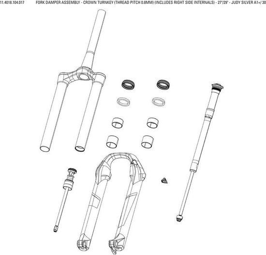 Rockshox Fork Damper Assembly Judys/30 Silver Turnkey Crown Patroon Zwart 27.5-29´´
