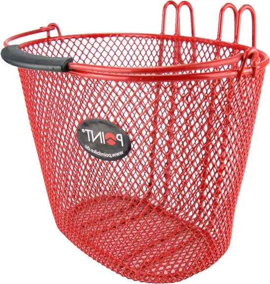 Rode fijnmazige trendy kinderfietsmand in 4 kleuren - voorwielmand voor kinderen van Rode