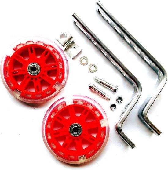 *** Rode Zijwieltjes 12-20 inch met Softwheels, Verlichting en Gelagerd voor Extra Stabiliteit - van Heble® *** van Heble®