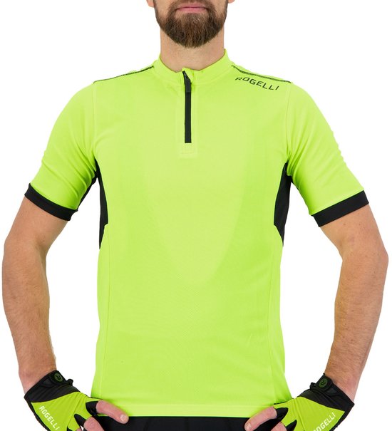 Rogelli Core Fietsshirt Heren - Korte Mouwen - Wielershirt - Fluor, Zwart - Maat L