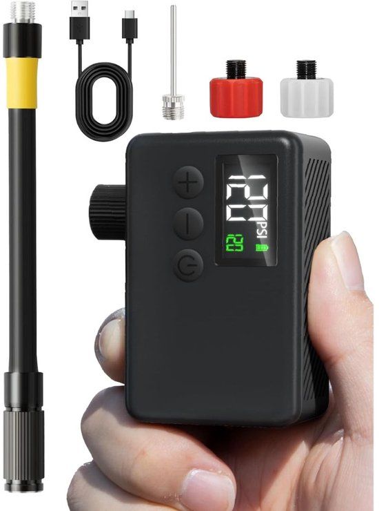 RONN® Fietspomp met Drukmeter - Fietspomp Klein - Fietspomp Handmatig - Zwart - 5cm x 3cm x 7cm