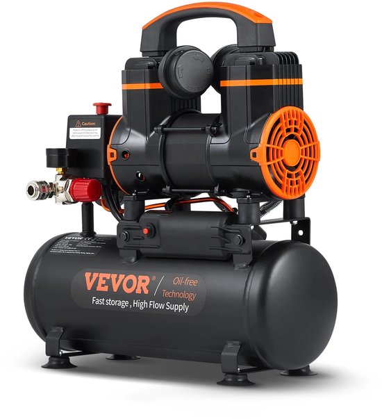 Roossentials stille luchtcompressor - Draagbare Luchtpomp - 8Liter, 900W Olievrij - voor Thuis Reparatie Bandenspanning, Fluistercompressor - Airpress - Autobanden