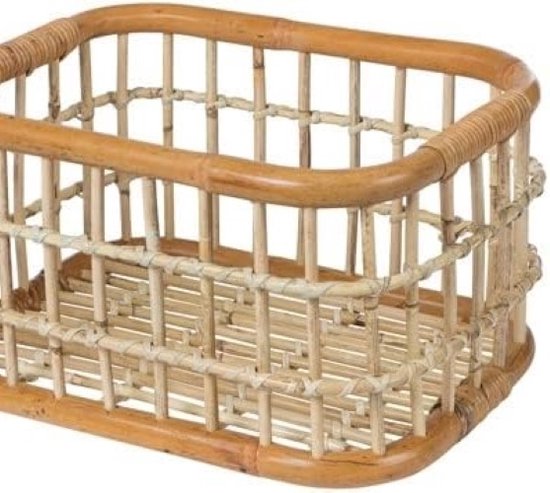 Rotan fietsmand Basil Green Life - medium - voorop natural bruin van Basil
