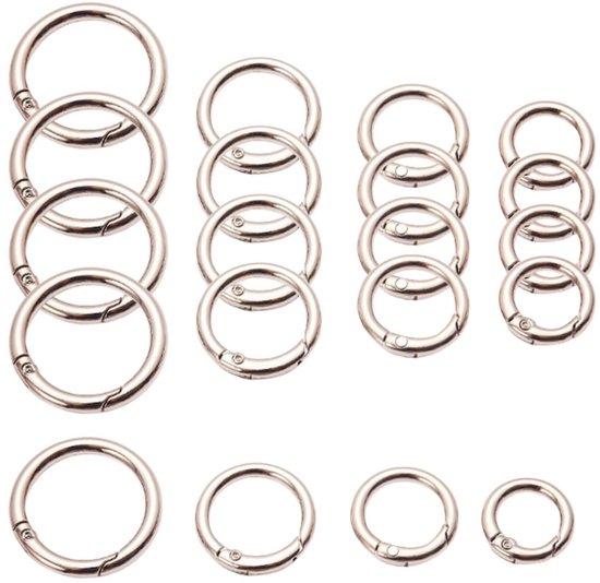 Round Carabiner Hooks, 20pcs Round Spring Clip, Round Spring Clip, Zinc Alloy Round Spring Carabiners for Bags, Key Chains, DIY Jewelry