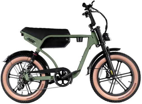 RSE Elektrische Fatbike - Ingebouwd Alarmsysteem - Inclusief Voetsteuntjes - Inclusief Bekerhouder - NFC-chip -20 Inch - 250W Motor - 7 Versnellingen - 60 km Actieradius - Hydraulische Schijfremmen - Groen van Merkloos