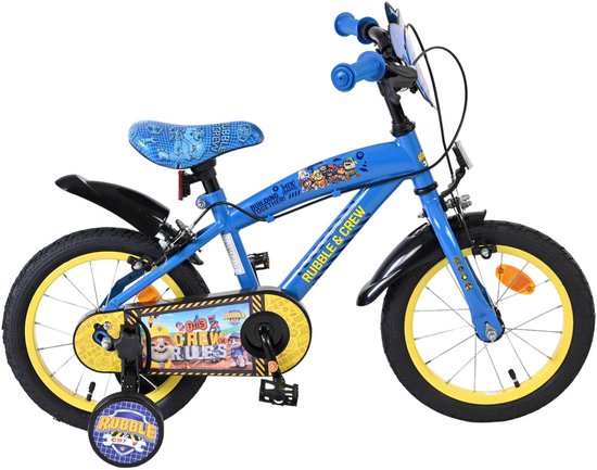 Rubble & Crew Kinderfiets - Jongens - 14 inch - Blauw - Twee handremmen van PAW PATROL