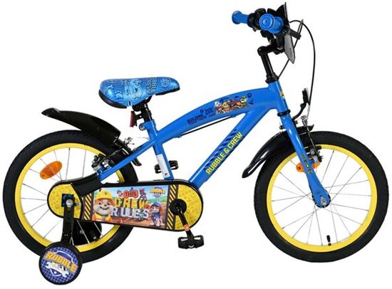 Rubble & Crew Kinderfiets - Jongens - 16 inch - Blauw - Twee handremmen van Nickelodeon