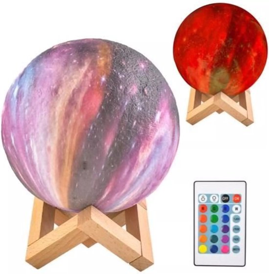 Ruhhy Maanlamp 15cm - 16 Kleuren met Afstandsbediening voor Sfeervolle Verlichting van Ruhhy