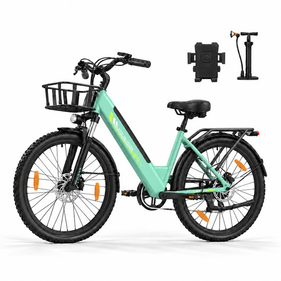 Runetic 26” Elektrische Fiets - Motor 250W - Actieradius 100km - 36V 13AH Verwijderbare Batterij - 25KM/H - Groente