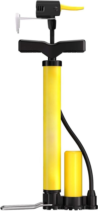 RUX® Fietspomp met Drukmeter - Fietspomp Klein - Fietspomp Handmatig - Geel- 33cm x 13cm x 5cm ; 0.37 kg