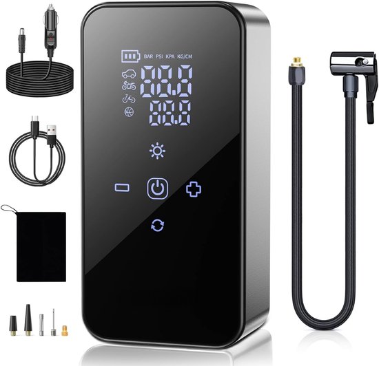 RUX® Fietspomp met Drukmeter - Fietspomp Klein - Fietspomp Handmatig - Zwart - 8cm x 5cm x 16cm; 435 g