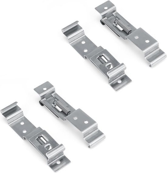 RVS Nummerplaat Houder Clips - 4 Stuks, Geschikt voor Caravan en Truck, Verstelbaar voor Nummerplaten van 10.5–11.5 cm Hoog