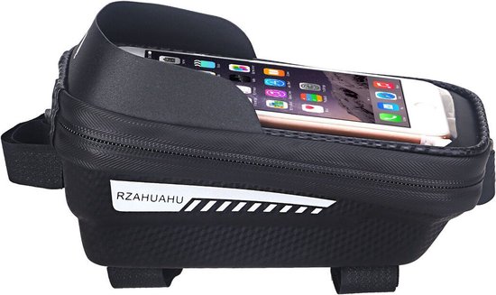 Rzahuahu- Frame tas met telefoonhouder - Zwart - Waterdicht - Fietstas - Frame tas  - Voor Wielrennen , MTB , Mountainbike , Racefiets , Omafiets , Opafiets en andere Fietsen - Regenbestendig - Waterbestendig - Fiets telefoon houder van RZAHUAHU