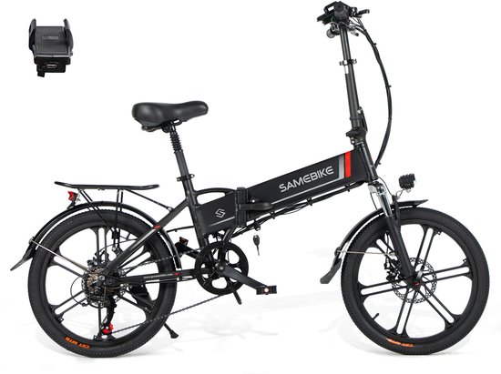 Samebike 20LVXD30 Elektrische Fiets – 250W Motor – 48V 10.4Ah Uitneembare Accu – 20" All-Terrain Banden – 7 Versnellingen – Opvouwbaar – Max 25 km/h – LED Verlichting – Zwart van Merkloos