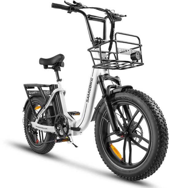 Samebike C05 Pro – Elektrische Fatbike – 250W Motor – 36V 13Ah Uitneembare Accu – 20x4 Inch Banden – 7 Versnellingen – Opvouwbaar – Max 25 km/h – LCD Display – LED Verlichting – Wit van Merkloos