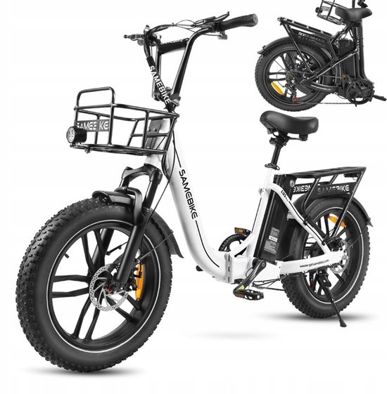 Samebike C05 Pro Elektrische Fiets – 20" Opvouwbaar, 250W Motor, 36V 13Ah Accu, 70km Bereik, 7-Speed Shimano – Wit van Merkloos