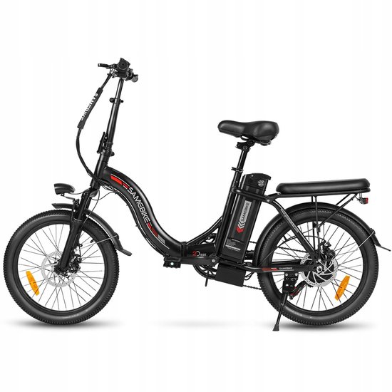 Samebike CY20 Elektrische Fiets – 20" Opvouwbaar, 250W Motor, 36V 12Ah Accu, 80km Bereik, 7-Speed Shimano – Donkerblauw met Korf en Standaard
