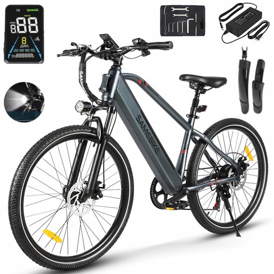 SAMEBIKE RS-A01 MEN1.0 Elektrische Fiets – 250W Motor, 36V 15Ah Accu, 90km Bereik, 27.5" Banden, 7-Speed Shimano – Zwart van Merkloos